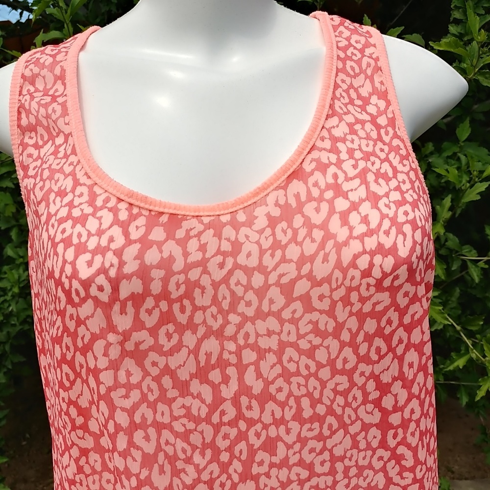 Guess Sheer Animal Print Sleeveless Top L - Picture 2 of 6